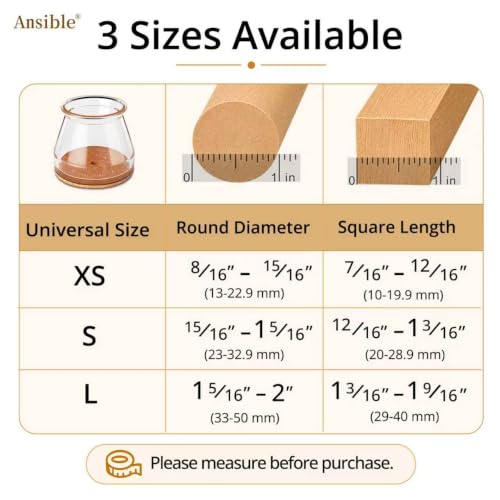Ansible 36Pcs Chair Leg Floor Protectors for Hardwood Floors, Silicone Caps - size: Large