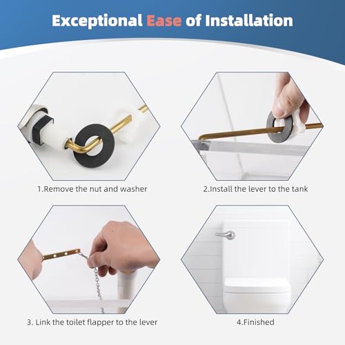 iFealClear Universal Metal Toilet Handle Replacement Kit, Front Mount Toilet Tank Flush Lever with Stainless Steel Chain, Fits Most Toilets, Brushed Nickel - color: Brushed Nickel, style: Front Mount Design