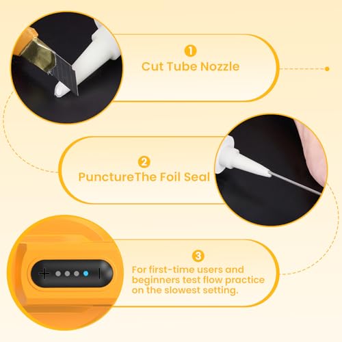 Electric Caulking Gun, Cordless Caulk Gun with 2x 2.0Ah Batteries - color: Yellow