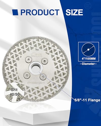 SHDIATOOL 4 Inch Diamond Grinding Disc Cutting Wheel 5/8-11 Arbor for Stone - size: 4" Single(Thread:5/8"-11)