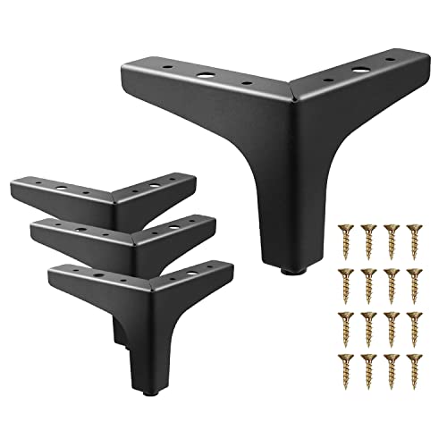 AODIOU Furniture Legs Metal Feet: Cabinet Legs 4 Inch Triangle Feet Replacement Dresser Legs Set of 4 - color: Black, size: 4'' / 10cm(4PCS)