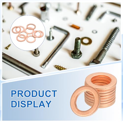 MECCANIXITY 9Pcs Flat Washer, M14 Copper Washers Copper Sealing Ring Crush Washer Kit Assortment, 14mm ID, 20mm OD, 1.5mm Thick for Bolts Screws Machinery Repair - size: 14mmx20mmx1.5mm