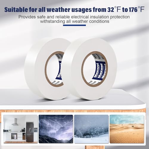 White Electrical Tape Vinyl PVC Electric Tape for Wire Insulating, DIY - color: White