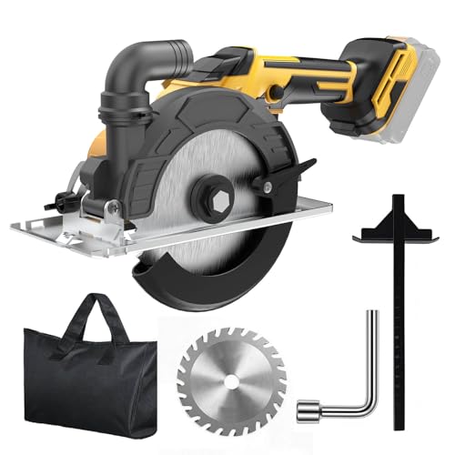 6-Inch Cordless Circular Saw Compatible with DeWalt 20V Max Battery, 2.2"(90°), 1.5"(45°) Max Cutting Depth Lightweight with Tool Bag, Guide Ruler,6" Blade For Wood PVC Cutting (NO Battery)