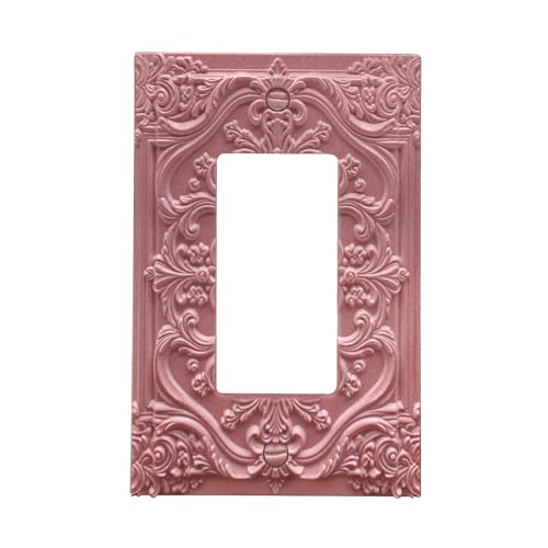 Decorative Outlet Covers Pink Flower Elegant 3D Floral Embossed 1 Gang Rocker Light Switch Cover Plate Single Decora Light Switch Covers Wall Plate Faceplate for Bedroom Home Decor - color: Pink, size: 1-Gang Rocker/5 x 3 IN