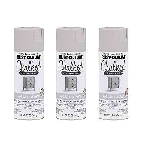 Rust-Oleum Chalked Ultra Matte Aged Gray Spray Paint - color: Aged Gray, size: 12 Ounce (Pack of 3)