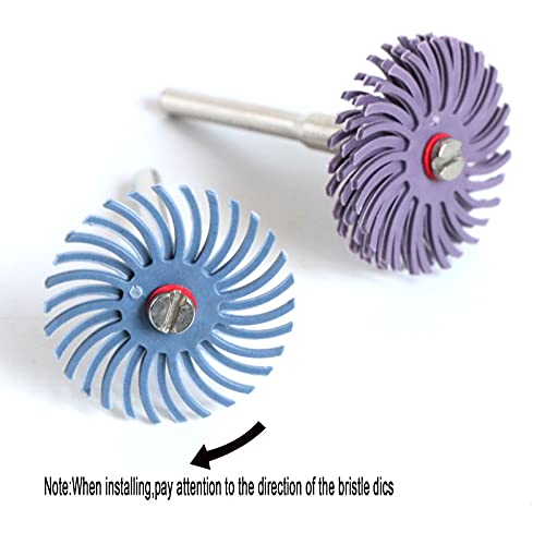 FPPO 42pcs 1 Inch Radial Bristle Disc Kit with 3mm Shank for Rotary Tools,Detail Abrasive Wheel for Jewelry Wood Metal Polishing, Bristle Wheel with Grit 80-2500