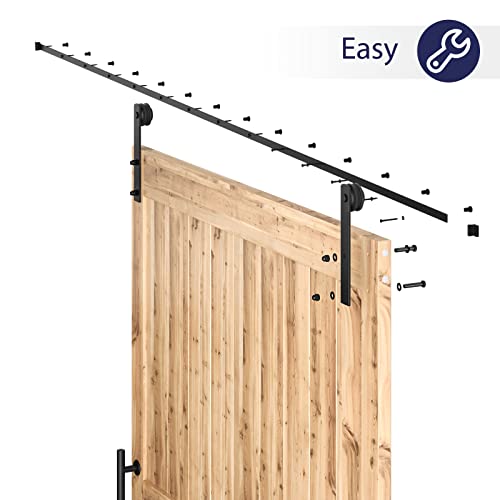 SMARTSTANDARD 10 FT Heavy Duty Sturdy Sliding Barn Door Hardware Kit Black - size: 10 Feet