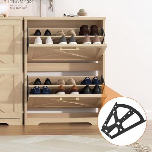 1 Pair 2 Layers Shoes Drawer Cabinet Hinges, Black Stainless Steel Shoe Cabinet Replacement Flip Plate Frames, Turning Rack Accessory for Home Kitchen Living Room - size: 2 Layers