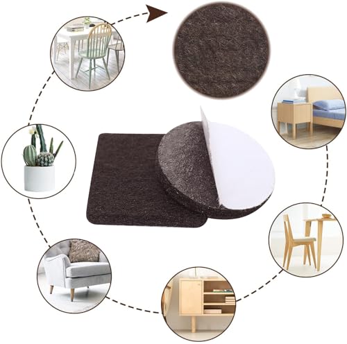 Yelanon Felt Furniture Pads for Hardwood Floors -24 Pcs 2.5" Premium Felt Pads for Chair Legs, Floor Protectors for Furniture, Brown - size: 24 pcs Brown Square
