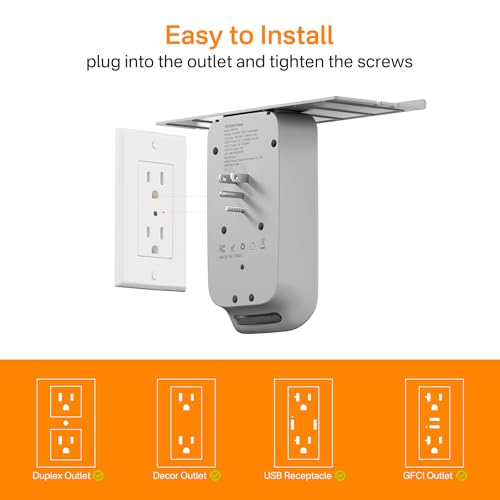 TESSAN Wall Outlet Extender with Shelf and Dimmable Night Light,
