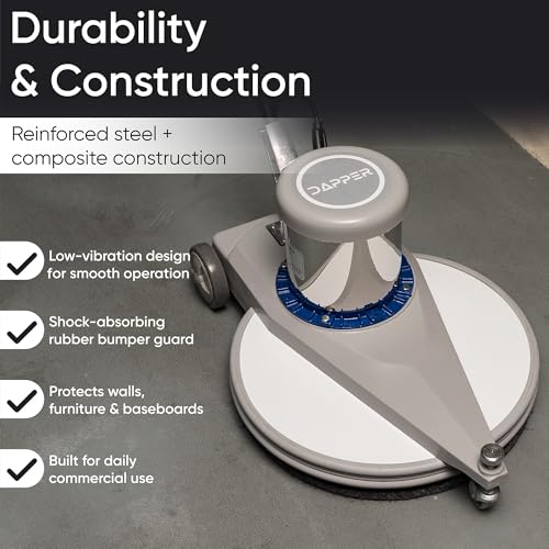 20" High-Speed Commercial Floor Burnisher, 1.5 HP, 1500 RPM, 40ft Cord, Rubber Bumper Guard, with Red, White & Black Pads for Cleaning, Polishing & Burnishing - size: 20" Non-Weighted