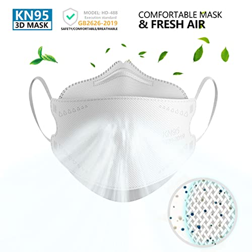 KN95 Face Masks 50 Pack, Breathable Comfortable and Disposable KN95 Mask, White - color: Adult White