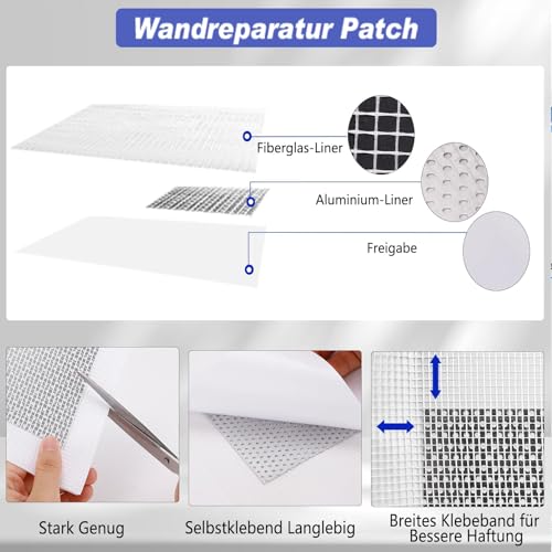 SEISSO Drywall Repair Kit, Wall Mending Agent*3(100g), Wall Patch*4, Scraper and Sandpaper*2, Wall Repair Paste Kit for Wall Cracks, Graffiti, Whitewall Hole Filler and Plaster Dent Repair - style: 3pcs wall paste