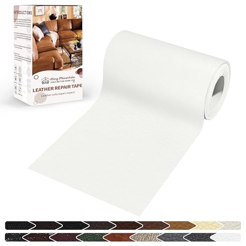 KING MOUNTAIN Leather Repair Patch,4 x 63 Inches self Adhesive Leather Repair Tape for Damaged Leather Furniture, Sofa Seating,Car Seats, Leather Goods（White） - color: White, size: 4" x 63"