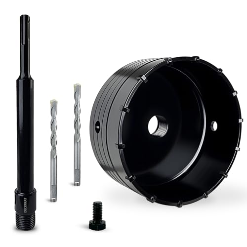 DECKRKAT 5" Concrete Hole Saw Kit,Electroplated Black Quenching Tech,Heavy-Duty Thickened Alloy Teeth,SDS Plus Shank & 2 Center Bits for Concrete,Brick,Stone. - size: (125mm)5"