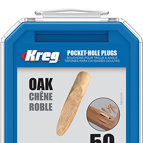 Kreg Solid-Wood Pocket-Hole Plugs, Solid Oak, P-OAK, 50 Count - color: Oak Plugs