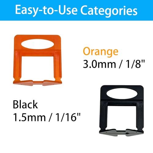 2000 Pcs Tile Leveling System Base Refill Pack, 1/8‘’ Tile Spacer, Suitable for Most Tile Grouting Applications, Easy to Install and Remove - color: 2000 Pcs, size: 1/8"