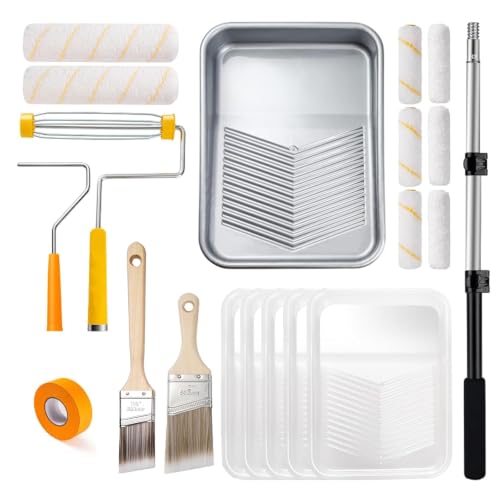 Mister Rui Paint Roller Kit with Extension Pole 20 Pieces Painting Kit