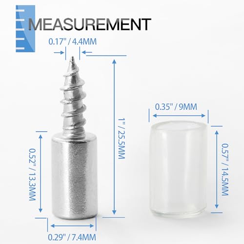 12pcs Screw in Shelf Pins with Anti-Slip Clear Sleeve, Nickel Plated Shelf Pegs Cabinet Shelf Holders Shelf Support Pegs, Small Shelf Brackets Phillips Head Pegs for Shelves - color: Clear Sleeve