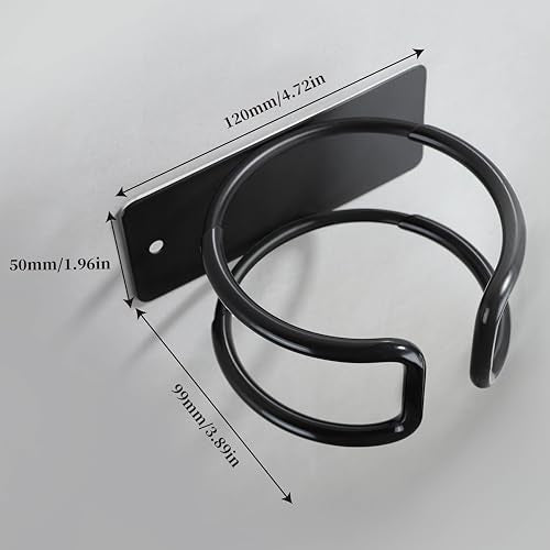 YIGII Universal Hair Dryer Holder, Wall Mounted Adhesive Rack, Black - color: Matte Black