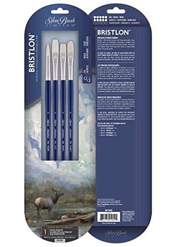 Silver Brush Limited Bristlon Versatile Variety Oil Paintbrush Set, 4pc - color: Blue, size: 4 count