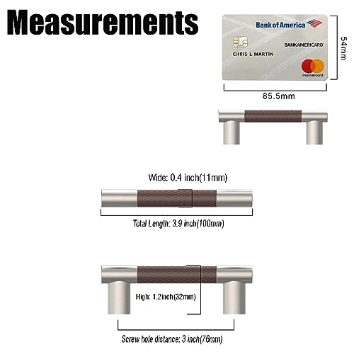 Brown & Nickel Knurled Cabinet Handles Kitchen Pulls 3 Inch 10 Pack - color: Brown and Nickel, size: 3" Hole Center