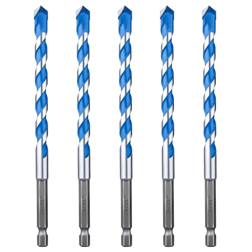 Concrete Drill Bit Set 5 Pcs, 3/8" Masonry Drill Bits, Hex Shank - size: 3/8", 5 Pcs