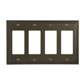 Amerelle Steps Quadruple Rocker Cast Metal Wallplate in Rustic Brass - color: Rustic Brass, size: 4 Rocker