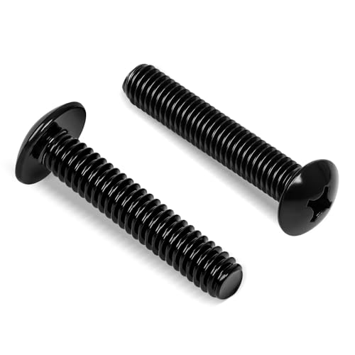 #10-24 x 1-1/2" Truss Head Machine Screws, Full Thread, 304 Stainless Steel Black Finish, 50 PCS - size: #10-24 x 1-1/2"