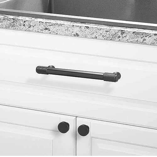 10 Pack Matte Black Kitchen Cabinet Knobs Knurled Cabinet Knobs Black Drawer Knobs Kitchen Cabinet Hardware Handles - color: Matte Black, size: Standard