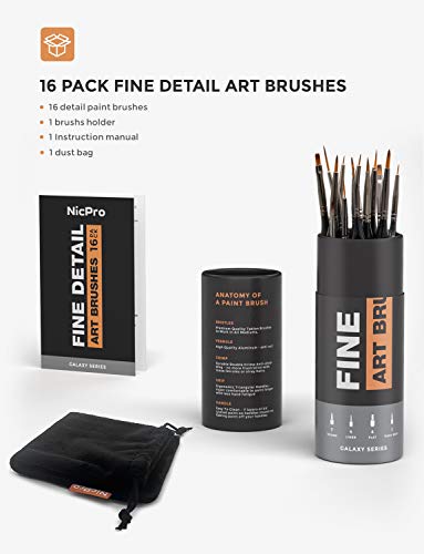 Nicpro 16 PCS Miniature Paint Brushes,Fine Tip Micro Detail Paint Brush Set - size: 16 PCS