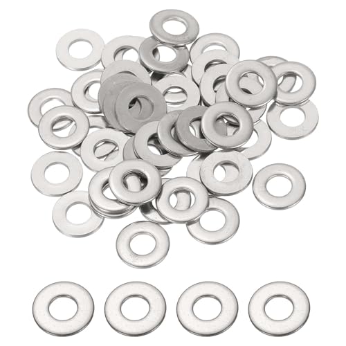 PATIKIL #12 304 Stainless Steel Flat Washers, 50 Pcs Round Metal Washer Small Spacer for Screws Bolts Nuts Assortment (1/4" ID x 4/7" OD) - size: #12 (1/4" ID x 4/7" OD)