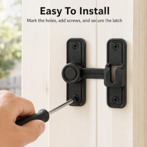 Sliding Barn Door Lock, 90°/180° Swing Slide Lock, Zinc-Alloy