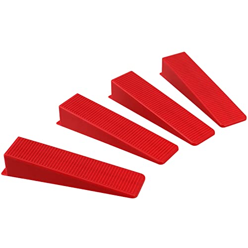 JAPCHET 400 PCS Tile Leveling System Wedges Reusable for 1/8, 1/16, 1/32 Inch Spacers for Tile Leveler Installation, Red