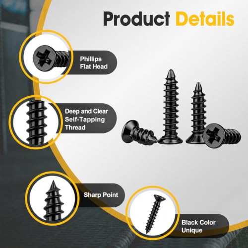 1200Pcs M2,M2.5,M3 Phillips Flat Head Small Self Tapping Screws - color: Black 1200Pcs M2-M3 Phillips Flat Head Screws