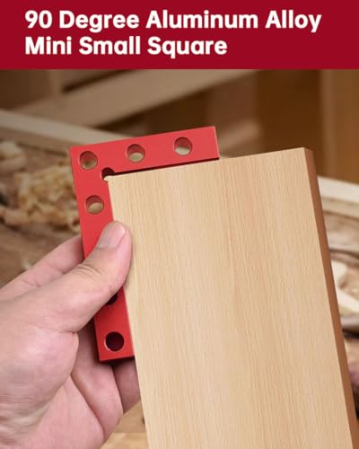 Mini Small Square Center Finder Tool Aluminum Alloy Woodworking 90 Degree Machinist Square L Ruler for Round Square Stock Edges Marking Carpenters Layout Gauge (3.94 x 2.36 in, Red)