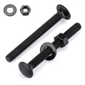 Glvaner (6 Sets) 3/8-16 x 3-1/2" Stainless Steel Carriage Bolts Screws Black and Hex Nuts & Flat Washers Black, Round Head Square Neck, 304 Stainless Steel 18-8, Full Thread Coverage - size: 3/8-16 x 3-1/2"