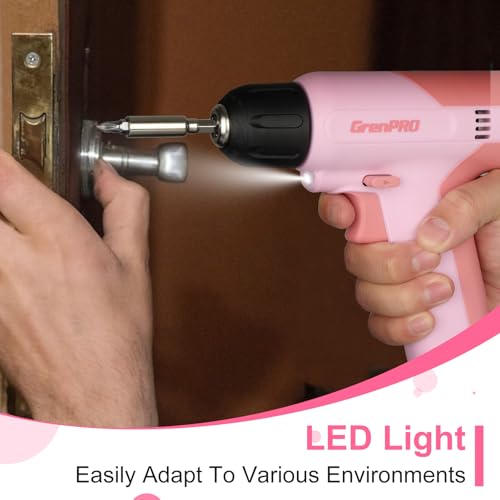 GRENPRO 7.2V Pink Cordless Drill Set for Women with 23-Piece Accessory Kit