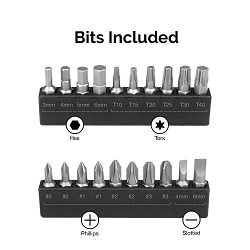 NEIKO 10573B 1/4” Torque Screwdriver Set, 20 Hex Bits, 10 to 50 In-Lbs, Long Shank Screwdriver Torque Wrench, Adjustable Inch-Pound Torque Screwdriver for HVAC and Gunsmiths - size: Long Torque
