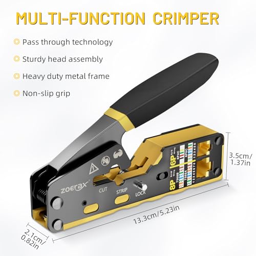 RJ45 Crimping Tool Ethernet Crimp Tool Crimper, Yellow