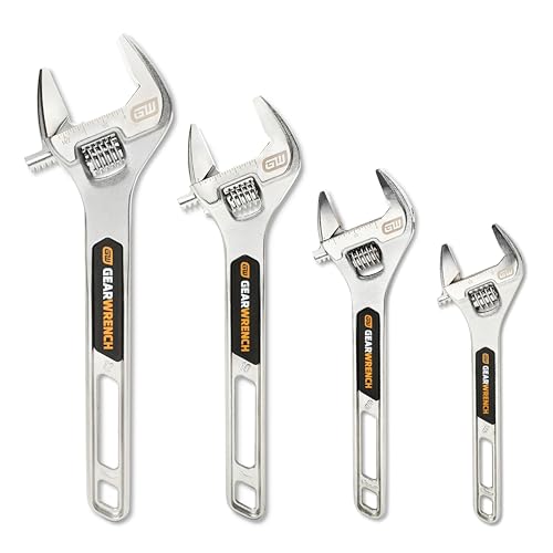 GEARWRENCH 4 Piece 6", 8", 10", 12" Chrome Adjustable Wrench Set | 89755 - style: 4-Piece Kit