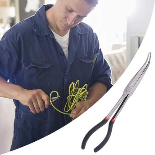 11 Inch Straight Long Reach Pliers, Bent Nose Needle Nose Pliers - color: Straight
