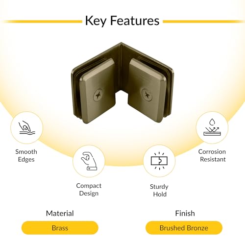 Brixwell Beveled Style Glass To Glass Clamp Brass, Brushed Bronze Finish - color: Brushed Bronze