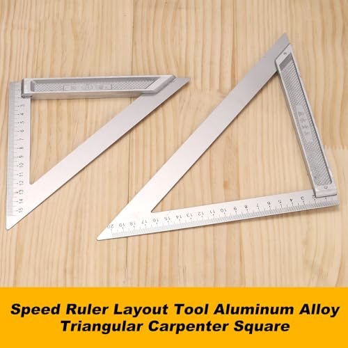 HARFINGTON 2Pcs Rafter Square 8" Imperial Aluminum Alloy Carpenter Measuring Layout Tool Metal Triangle Ruler Protractor for Woodworking and Carpentry - size: 8"