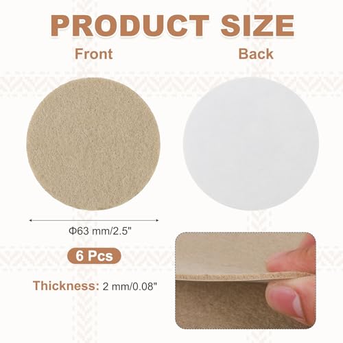 uxcell 6Pcs Lamp Base Felt, 2.5 Inch Dia 2mm Thick Adhesive Round Soft Felt Furniture Pads, Non-Slip Anti-Scratch Backed for Reading Light Table Lamp DIY Craft, Beige - color: Beige, size: 2.5 inch