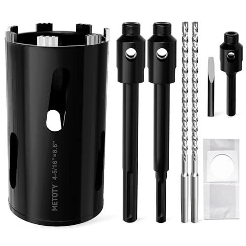 Diamond Core Drill Bit 4-5/16"(110mm) with Pilot Bit & Adapters (SDS Plus & Hex) – Upgraded Welded Segments, 8.6" Depth – for Concrete, Solid Brick, Hollow Brick, Masonry & More - size: (4-5/16"/110mm)