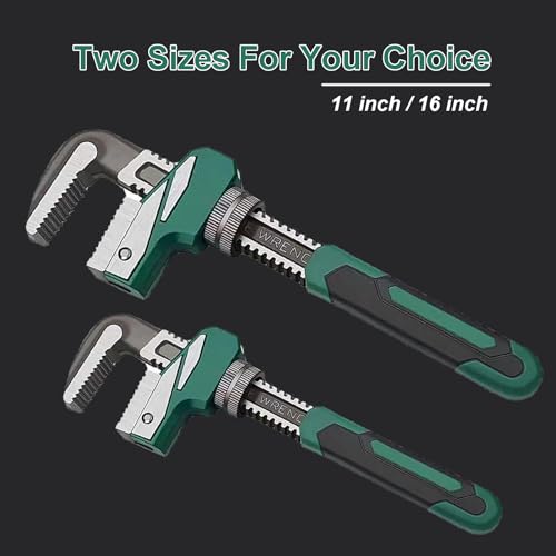 Upgraded 16 inch Heavy Duty Adjustable Pipe Wrench with [Silicone Non-slip Grip] Adjustable Wrench Fits a Variety of Fastener Sizes for Construction Machine Automobiles Home Repairs 16'' Green - color: Upgrade Green, size: 16 inch