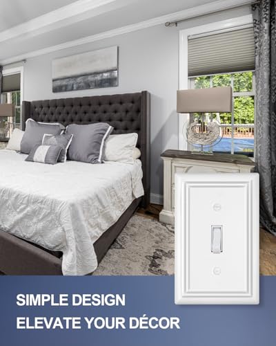 Switch Plates Outlet Covers, 4-Pack Metal Wall Plates, Pure White - color: Pure White, size: 1 Toggle 4PK