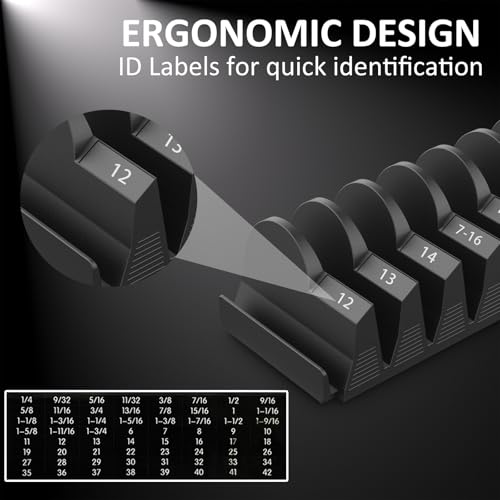 DEHOYI 80 pcs Modular Wrench Organizers for Tool Drawers - Wrench Rack with Metric & SAE Labels, Perfect Tool Storage Holder. Gift for father, brother and boyfriend (No Magnet, Black) - style: No-Magnet(80 pcs Black)